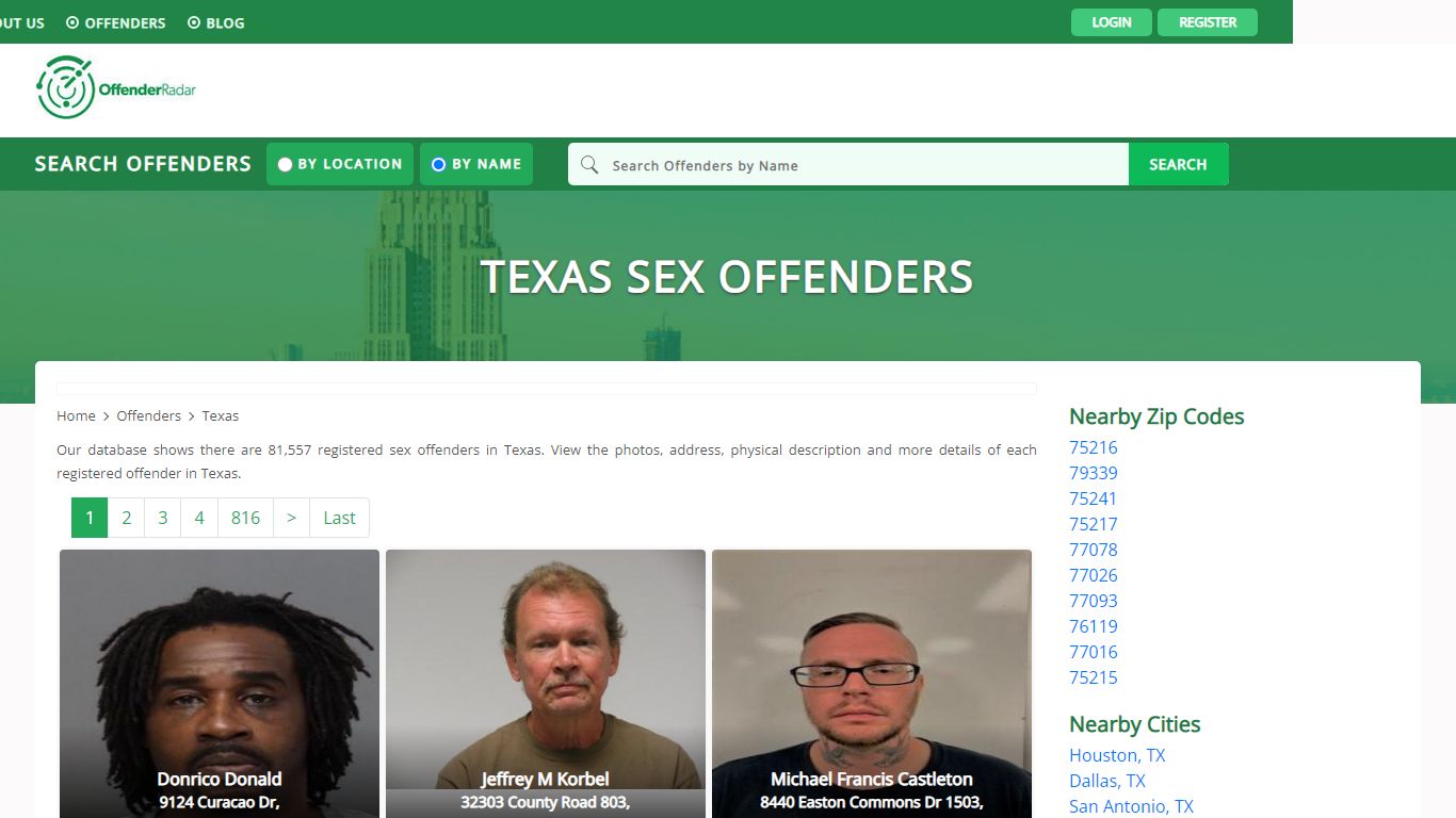 Texas Sex Offenders Registry and database at Offender Radar